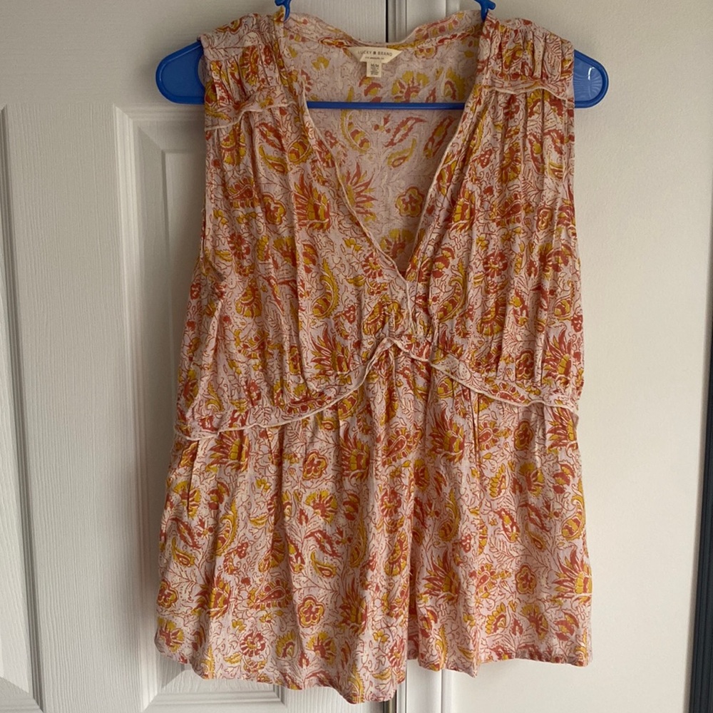 Lucky brand bohemian sleeveless blouse M